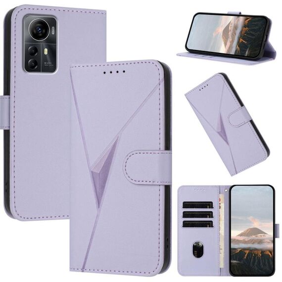 Custodia in pelle con fibbia a triangolo per ZTE Blade A72s (viola chiaro)