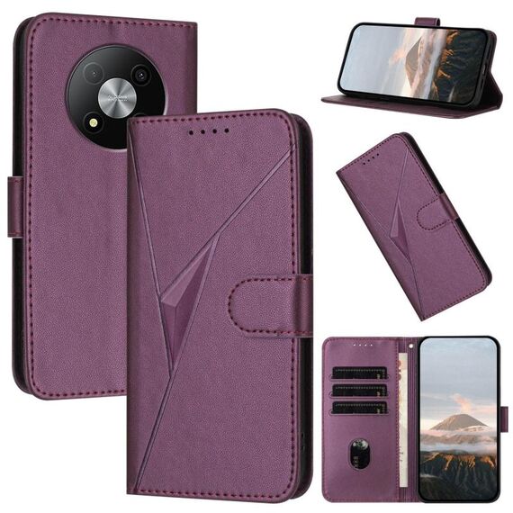 Custodia in pelle con fibbia a triangolo per ZTE Blade A73 5G (viola scuro)