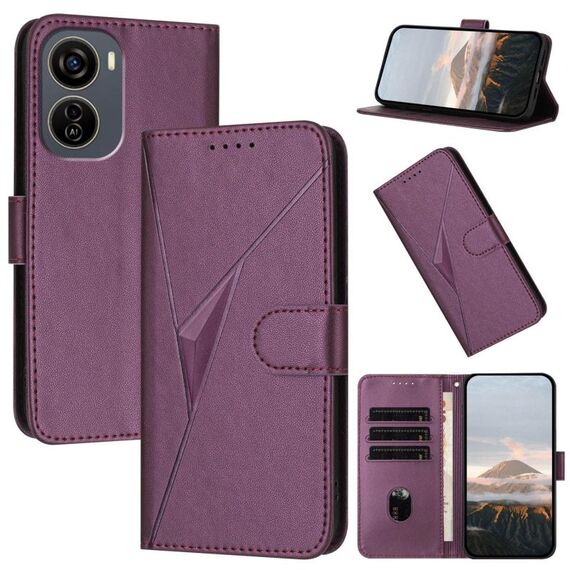 Custodia in pelle con fibbia a triangolo per ZTE Blade V50 Design 5G / Nubia Neo 5G (viola scuro)