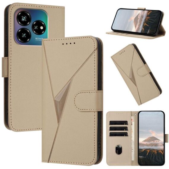 Custodia in pelle con fibbia e motivo a triangolo per ZTE Blade V60 (oro)