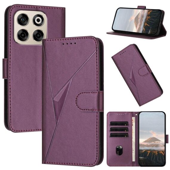 Custodia in pelle con fibbia a triangolo per ZTE Blade V70 (viola scuro)