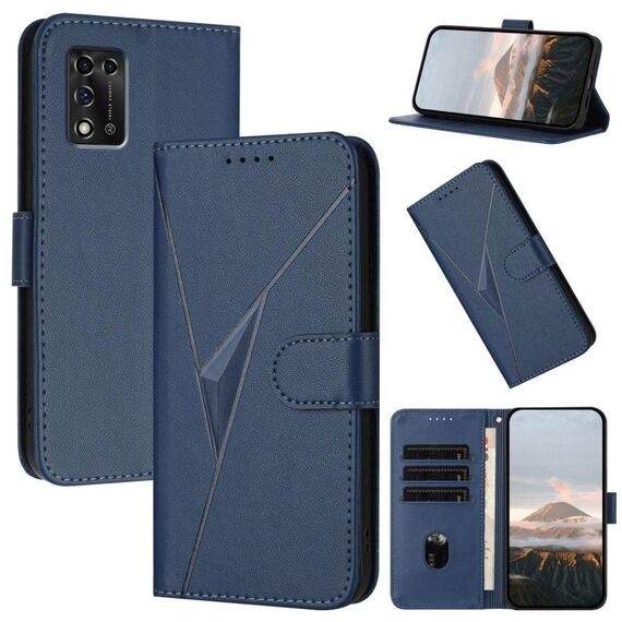 Custodia in pelle con fibbia a motivo triangolare per ZTE Libero 5G II (blu reale)
