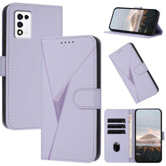 Custodia in pelle con fibbia a motivo triangolare per ZTE Libero 5G III (viola chiaro)