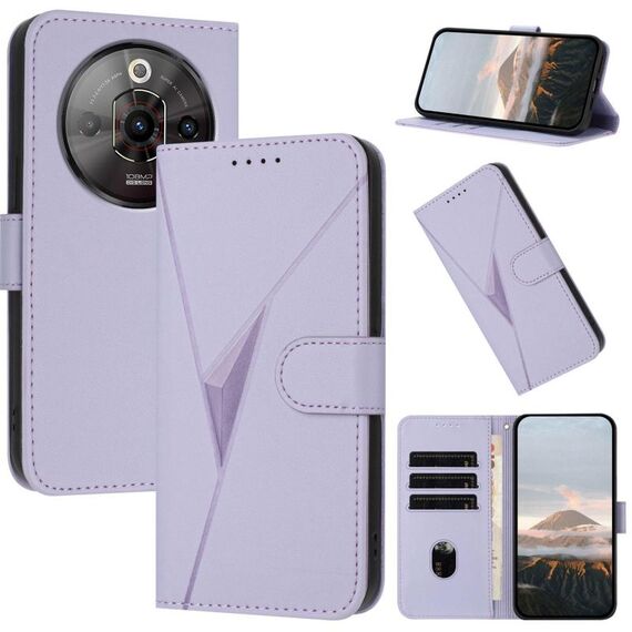 Custodia in pelle con fibbia a motivo triangolare per ZTE Nubia Focus Pro (viola chiaro)