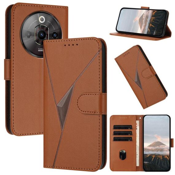 Custodia in pelle con fibbia a forma di triangolo per ZTE Nubia Focus Pro (marrone)