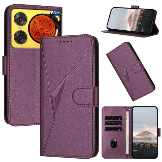 Custodia in pelle con fibbia a triangolo per ZTE Nubia Music 2 (viola scuro)