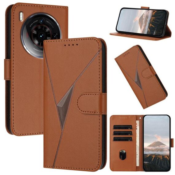 Custodia in pelle con fibbia a motivo triangolare per ZTE nubia Z50S Pro (marrone)