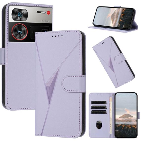 Custodia in pelle con fibbia a motivo triangolare per ZTE nubia Z60 Ultra (viola chiaro)