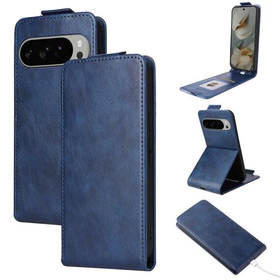 Custodia in pelle con chiusura magnetica verticale per Google Pixel 10 Pro XL 5G e fibbia (blu)