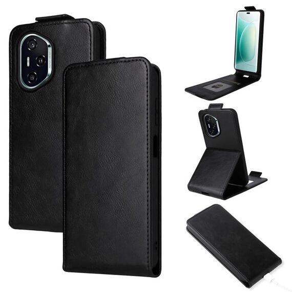 Custodia in pelle con chiusura magnetica verticale per Honor 400 (nera)