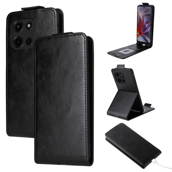Custodia in pelle con chiusura magnetica verticale per Motorola Moto Edge 5G 2025 con fibbia (nera)