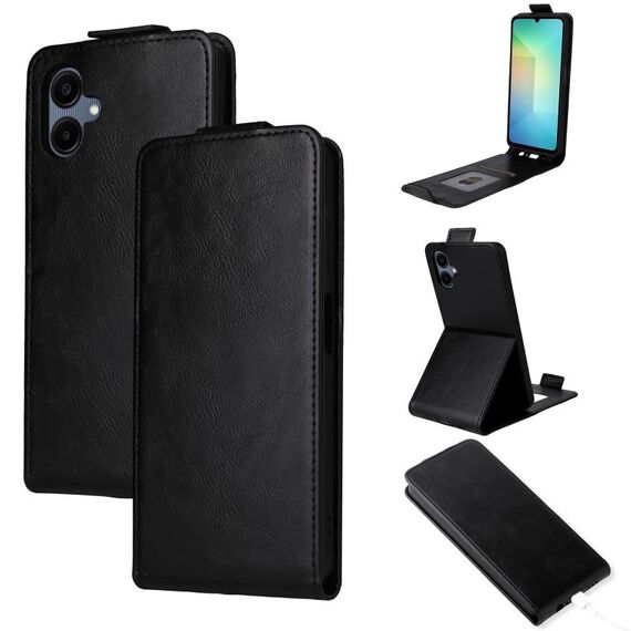 Custodia in pelle con chiusura magnetica verticale per Samsung Galaxy A06 5G / 4G (nera)