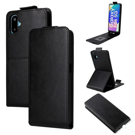 Custodia in pelle con chiusura magnetica verticale per Samsung Galaxy F06 5G / M06 5G (nera)