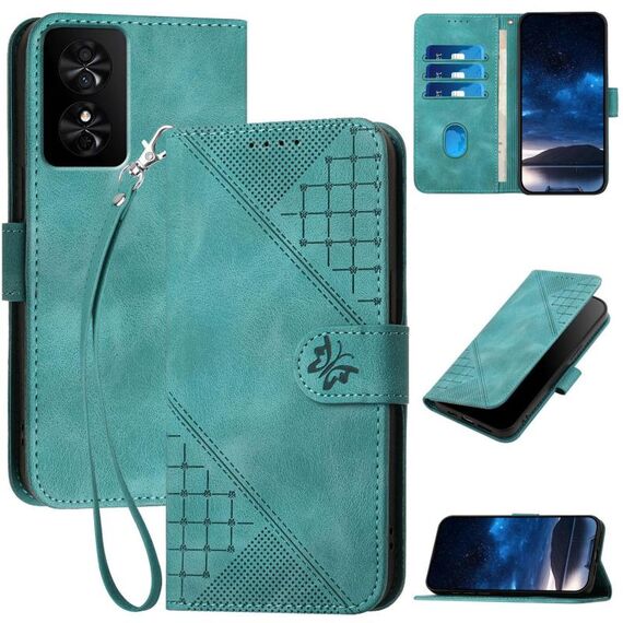 Custodia in pelle con motivo a farfalla in rilievo per TCL 50 SE / 40 NxtPaper 4G con cordino (azzurro chiaro)