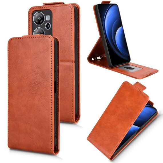 Custodia in pelle con chiusura magnetica verticale per Blackview Oscal Tiger 13 con fibbia (marrone)