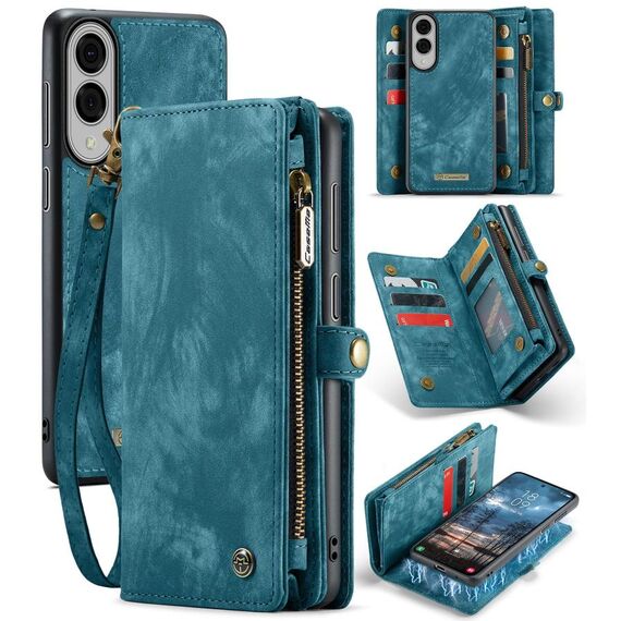 Custodia in pelle multifunzionale staccabile CaseMe 008 per Samsung Galaxy S25 Edge 5G (blu)