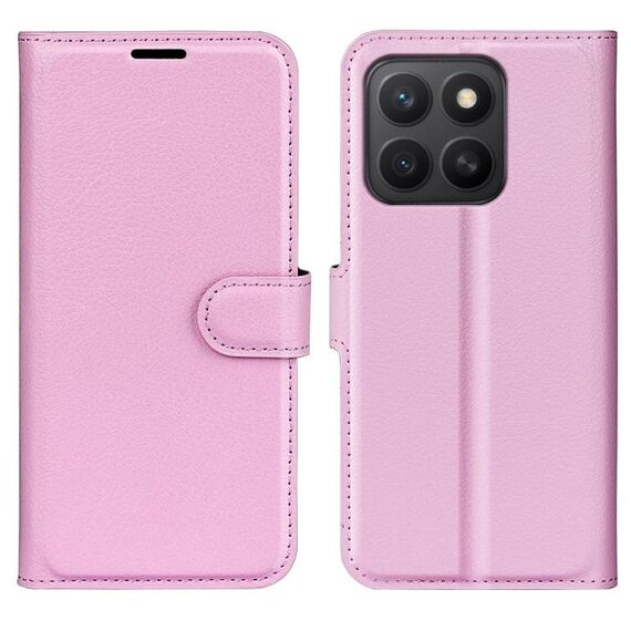 Custodia per telefono in pelle con flip orizzontale e supporto per Honor X8c con texture Litchi (rosa)
