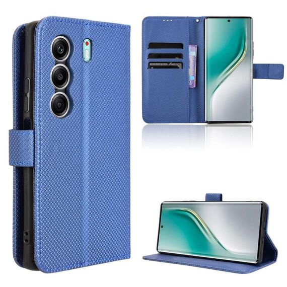 Custodia in pelle con texture a diamante per Tecno Camon 40 Pro 4G / 5G (blu)