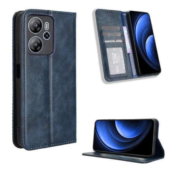 Custodia in pelle con texture retrò e fibbia magnetica per Blackview Oscal Tiger 13 (blu)