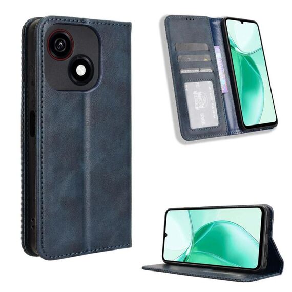 Custodia in pelle con texture retrò e fibbia magnetica per ZTE Blade A35e Z2466 (blu)