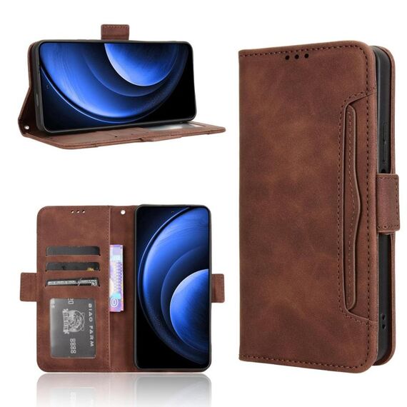 Custodia in pelle con fessure per carte per Blackview Oscal Tiger 13, effetto pelle di vitello (marrone)