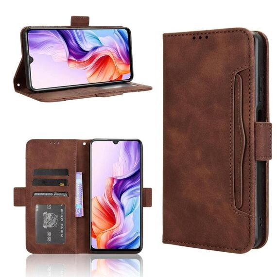 Custodia in pelle con texture di vitello effetto pelle di vitello per ZTE Blade V70 Max (marrone)
