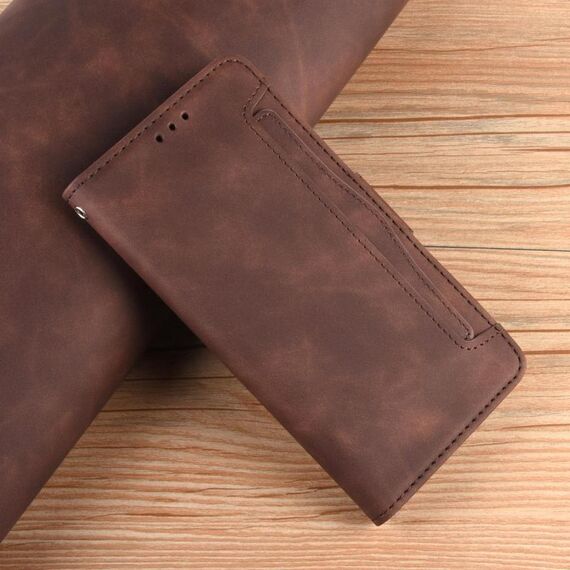 Custodia in pelle con slot per schede per ZTE Nubia Music 2, effetto pelle di vitello (marrone)