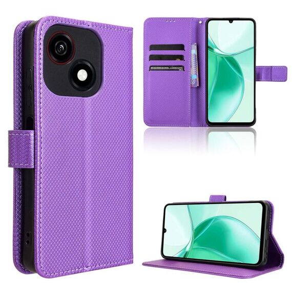 Custodia in pelle con texture a diamante per ZTE Blade A35e Z2466 (viola)