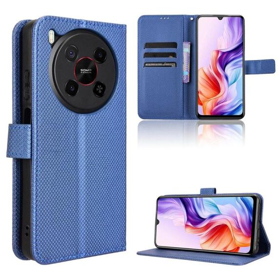 Custodia in pelle con texture a diamante per ZTE Blade V70 Max (blu)