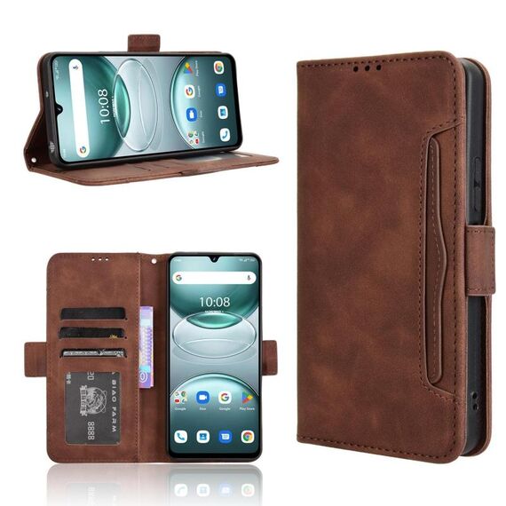 Custodia in pelle con texture di vitello per Umidigi G100 / G100A e slot per carte (marrone)