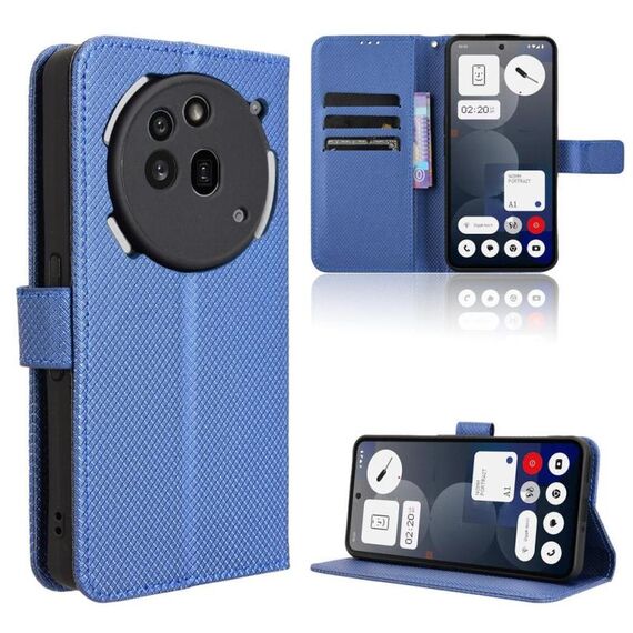 Custodia per telefono For Nothing Phone 3a Pro in pelle con texture a diamante (blu)