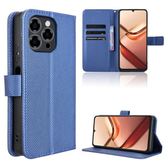 Custodia in pelle con texture a diamante per Doogee Note 58 / Note 58 Pro (blu)