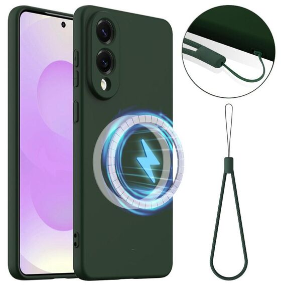 Custodia antiurto in silicone Magsafe per Samsung Galaxy S25 Edge 5G (verde scuro)
