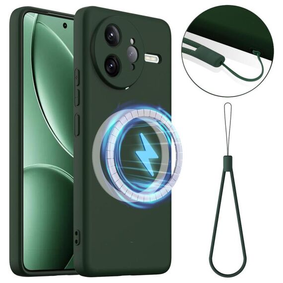 Custodia antiurto in silicone Magsafe per Redmi K80 Pro / Poco F7 Ultra (verde scuro)