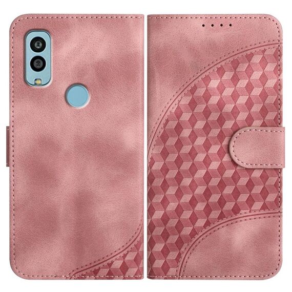 Custodia in pelle con stampa testa di elefante e cordino per telefono Kyocera Android One S10 / S9 YX0060 (rosa)