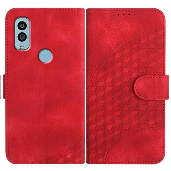 Custodia in pelle con cordino per telefono Kyocera Android One S10 / S9 YX0060 con stampa a testa di elefante (rossa)