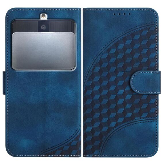 Custodia in pelle con cordino per telefono Kyocera Basio 3 YX0060 con stampa a testa di elefante (blu reale)