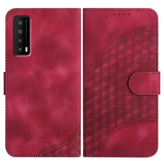 Custodia in pelle con cordino per telefono TCL Stylus 5G YX0060 con stampa a testa di elefante (rosso rosa)