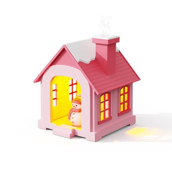 Umidificatore portatile da 500 ml a forma di pupazzo di neve, con luce ambientale colorata, USB, ricaricabile (rosa)
