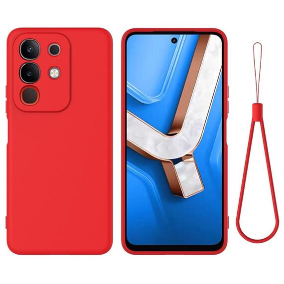 Custodia per telefono a copertura totale antiurto in silicone liquido tinta unita per vivo Y29 4G / T4x 5G (rosso)