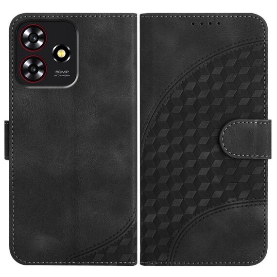 Custodia in pelle con motivo a testa di elefante in rilievo per ZTE Blade A73 4G / Blade V50 4G, design YX0060, con cordino (nero)