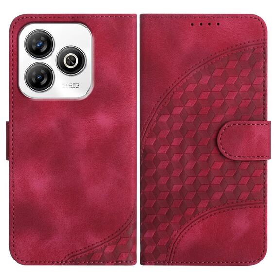 Custodia in pelle con cordino e stampa a testa di elefante per ZTE Blade A75 4G YX0060 (rosso rosa)