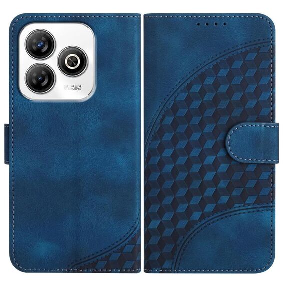 Custodia in pelle con cordino e stampa a testa di elefante per ZTE Blade A75 4G YX0060 (blu reale)