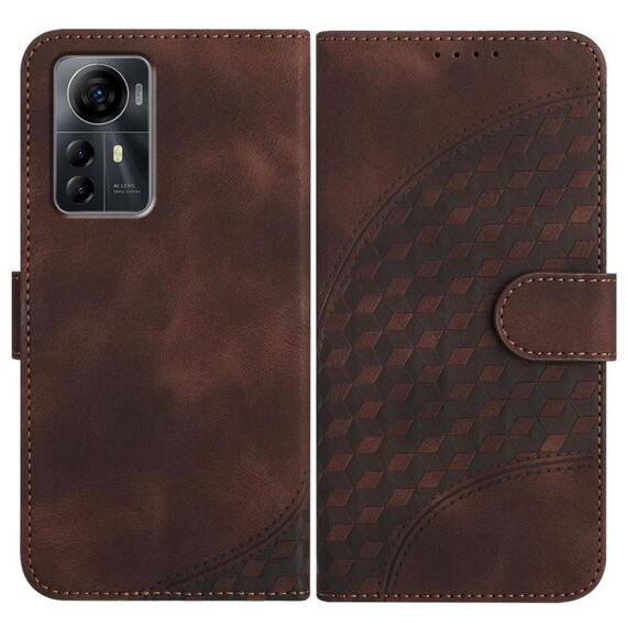 Custodia in pelle con cordino per telefono cellulare con stampa testa di elefante per ZTE Blade V41 Smart YX0060 (caffè)