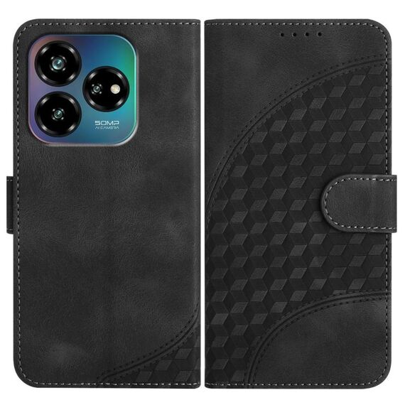 Custodia in pelle con motivo a testa di elefante in rilievo per ZTE Blade V60 Design YX0060 con cordino (nero)