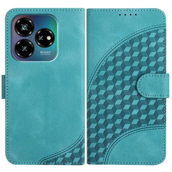 Custodia in pelle con motivo a testa di elefante in rilievo per ZTE Blade V60 Design YX0060 con cordino (azzurro)