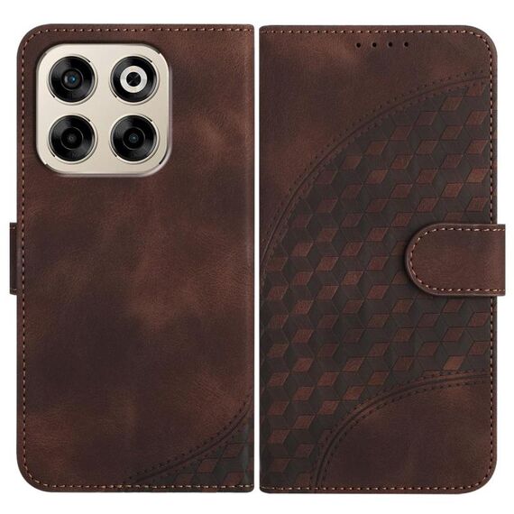 Custodia in pelle con cordino per telefono cellulare con stampa testa di elefante per ZTE Blade V70 YX0060 (caffè)