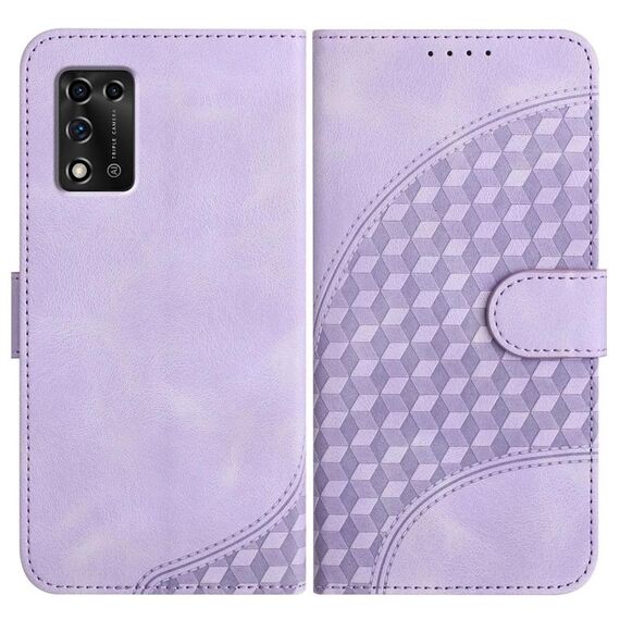 Custodia in pelle con cordino per ZTE Libero 5G II YX0060 con stampa a testa di elefante (viola chiaro)