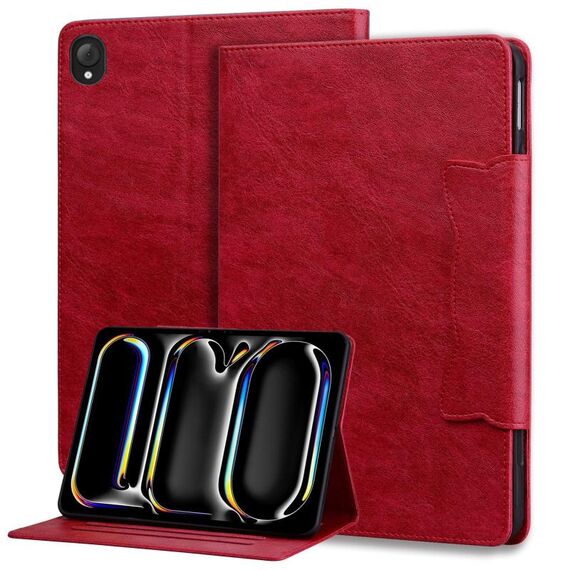 Custodia in pelle con fibbia a forma di gatto per tablet Lenovo Tab K10C / E10C (rossa)