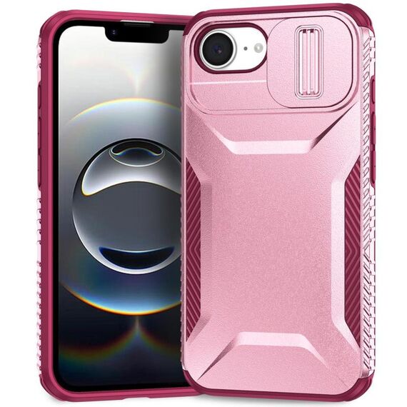 Custodia per telefono scorrevole Camshield per iPhone 16e (rosa + rosso rosa)